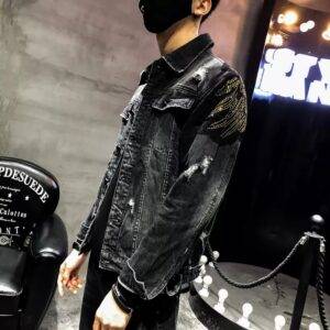 Xoxo Men Denim Punk Jacket black instyle BEST DEALS K-Pop Style K-Pop Style MEN NEW ARRIVALS Tops Tops Size : M |L|XL |2XL |3xL 